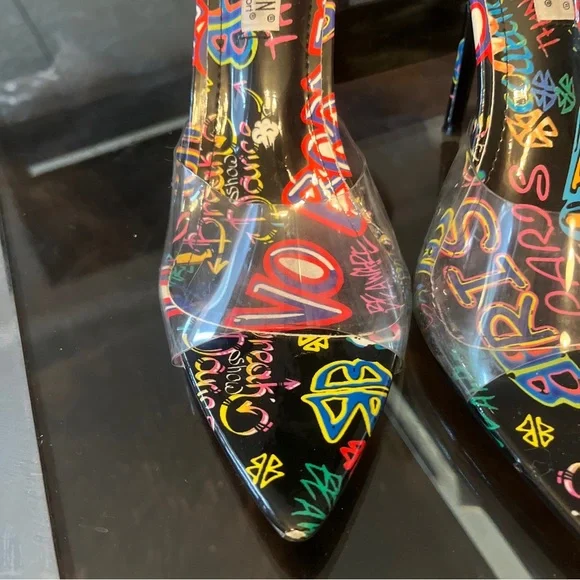Cape Robbin size 8.5 clear open toe heels multicolor - Picture 2 of 7
